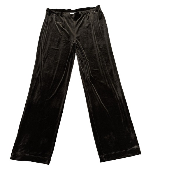 Laura Ashley Pants - Laura Ashley Black Velvet Pants Womens S Wide Leg Pull On Elevated Minimalist